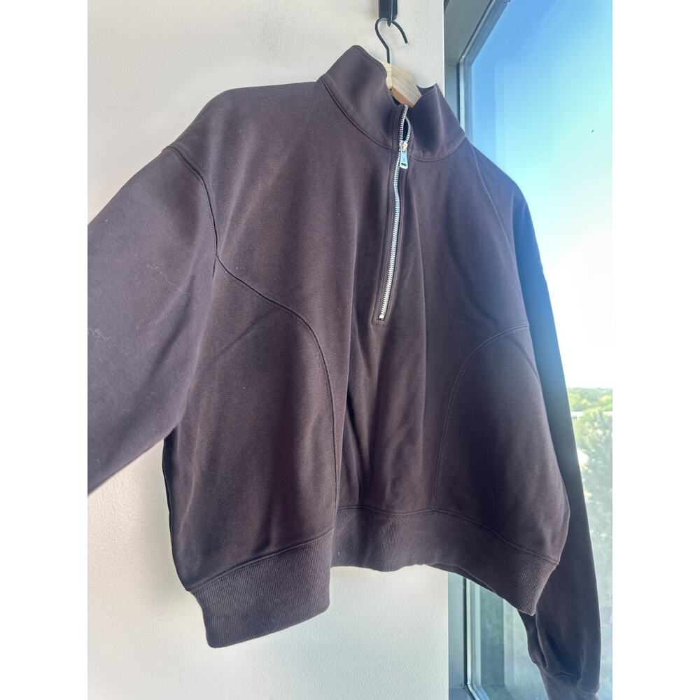Lilysilk Heirloom '89 Half-zip Espresso Cotton Mulberry Silk Blend Pullover Sz L - Picture 9 of 12